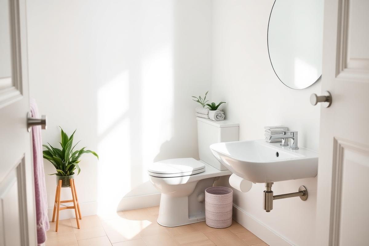 Bright, fresh modern bathroom with a clean white toilet and natural light